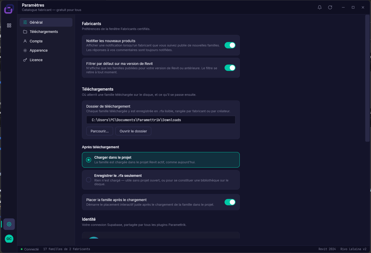 Manufacturers · Settings